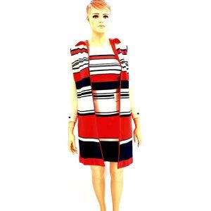 Carnaby Mod Vintage Pure Wool Multi-Colored Two Piece Dress Set (Size 14)